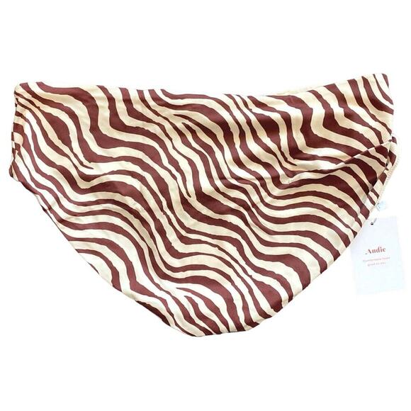 NWT Andie Swim The Hipster Bikini Bottom In Bias Stripe Truffle Size Small - Picture 4 of 8